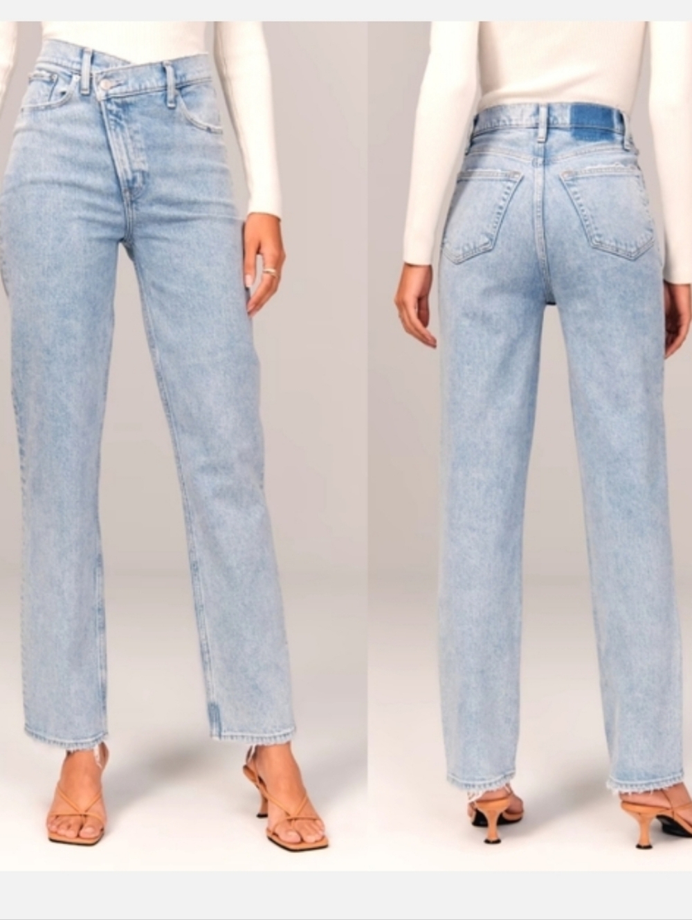 Abercrombie & Fitch 90's High Rise Straight Leg Jeans With Crossover Zipper